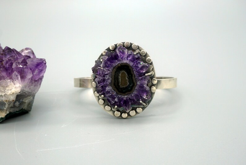Dark Purple Amethyst Stalactite Bangle Bracelet