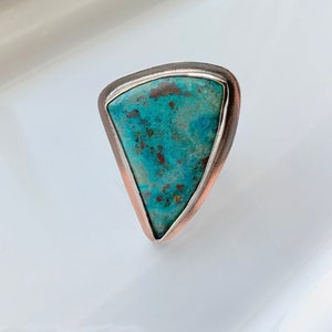 Chrysocolla Big Silver Ring image 6