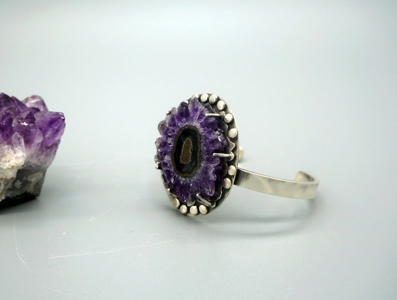 Dark Purple Amethyst Stalactite Bangle Bracelet image 4