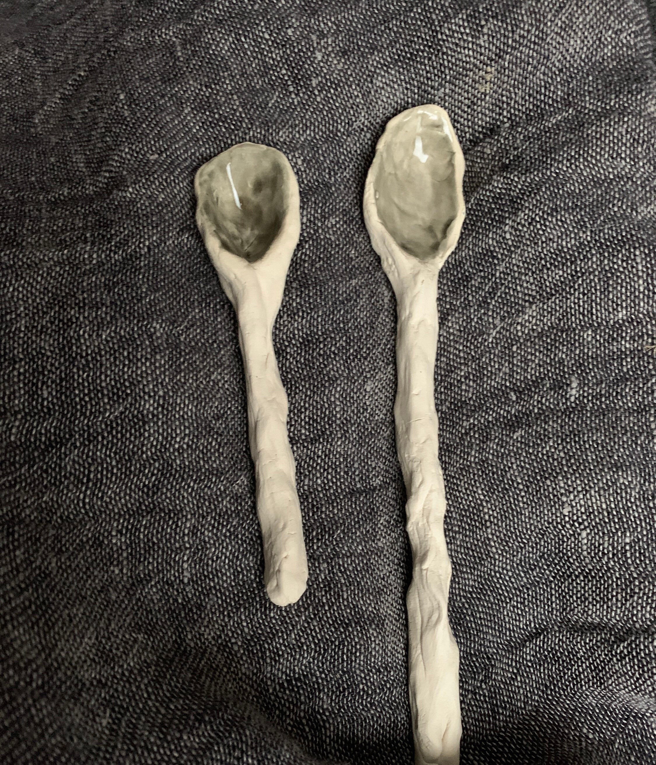 Pair of spoons pottery ceramic handmade hand built rustic Etsy