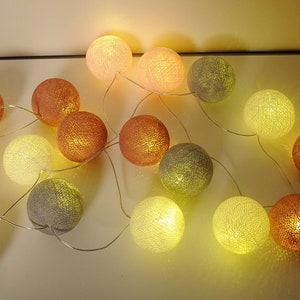 LED Cottonballs Lichterkette Pastell Bild 3