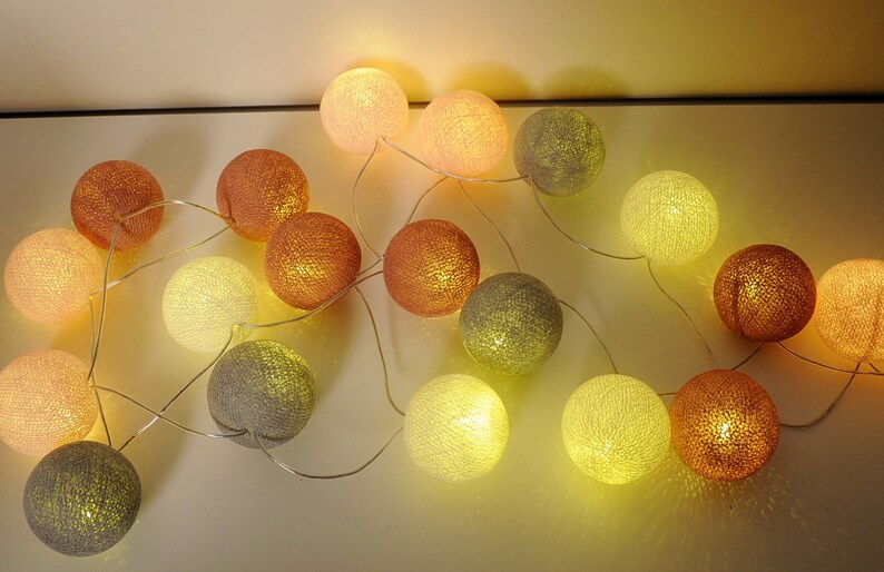 LED Cottonballs Lichterkette Pastell Bild 3