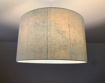 Lampshade "World Map Light Grey"