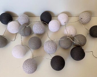 LED Cottonballs Lichterkette "Shades of grey"