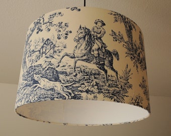 Lampshade "Toile de Jouy" (The Hunt) (The Hunt) (Blue)