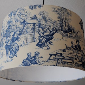 Lampshade &quot;Toile de Jouy Festin&quot; (blue)