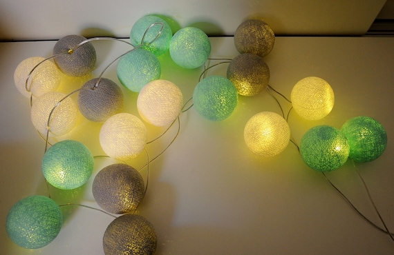 Guirlande Lumineuse Boules de Coton LED Gris - Etsy Canada