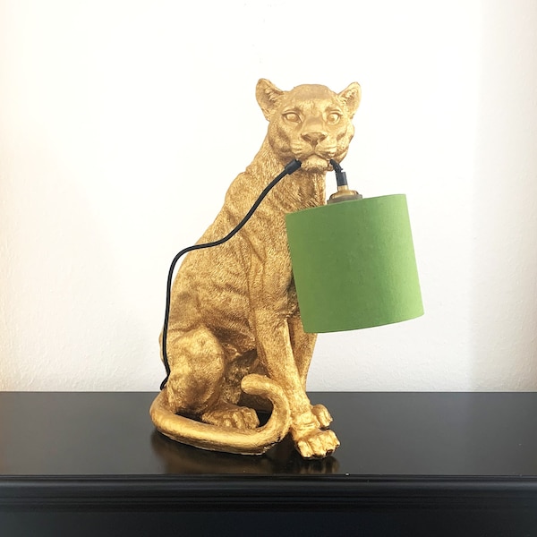 Tischlampe "Leopard" (Olivgrün-Gold)
