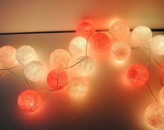 LED Cottonballs Lichterkette "Rosé"