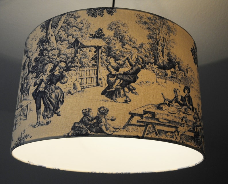 Abat-jour « Toile de Jouy Festin » (bleu) - Etsy France