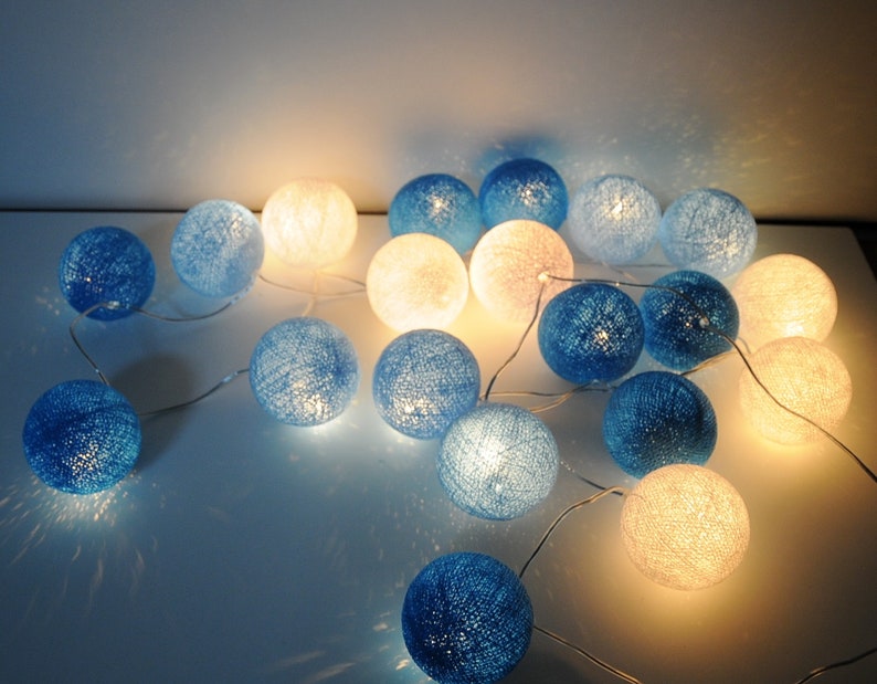 LED Cottonballs fairy lights Baby Blue image 1