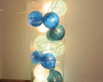 LED Cottonballs Lichterkette "Aquablue"