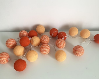 LED Cottonball String Lights "Mix Orange"