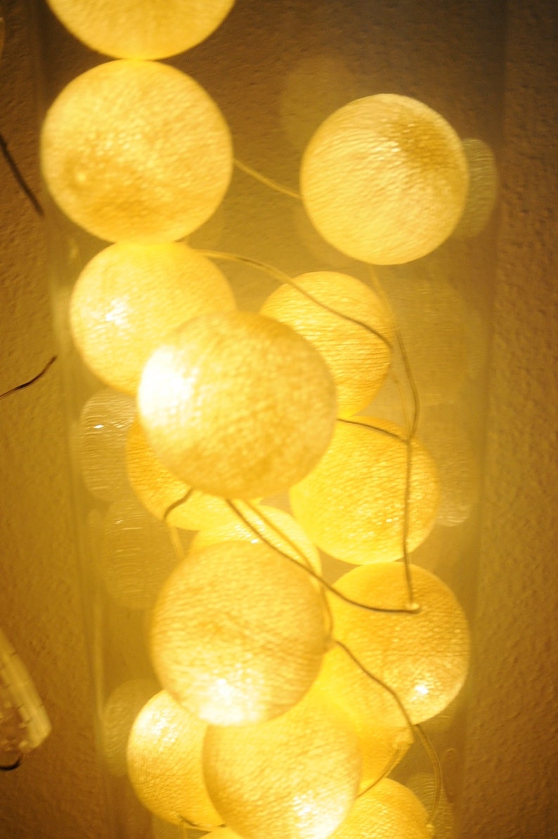 LED Cottonballs lichtketting Champagne afbeelding 4