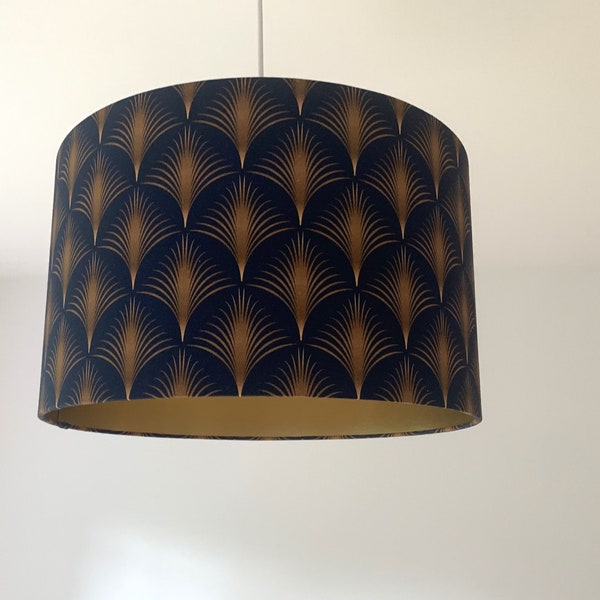 Lampshade "Fau Navy Blue-Gold"