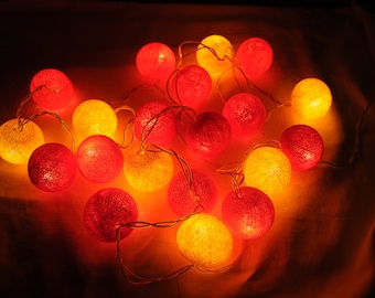 LED Cottonballs fairy lights "Red-Yellow"