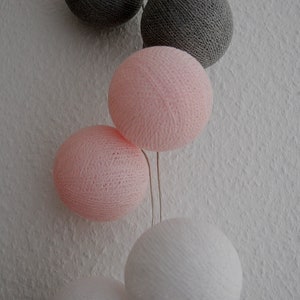 LED Cottonballs Lichterkette Gray-Rosé Bild 1