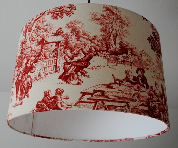 Abat-jour toile de Jouy festin rouge | Etsy
