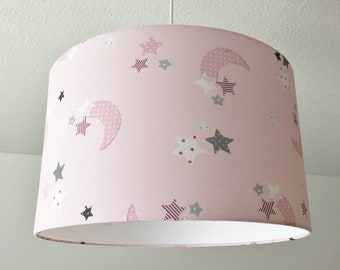 Lampshade "Moon and Stars" (Light Pink)