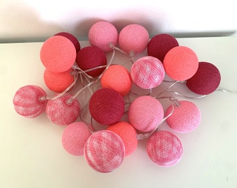 LED Cottonball String Lights "Pinky"