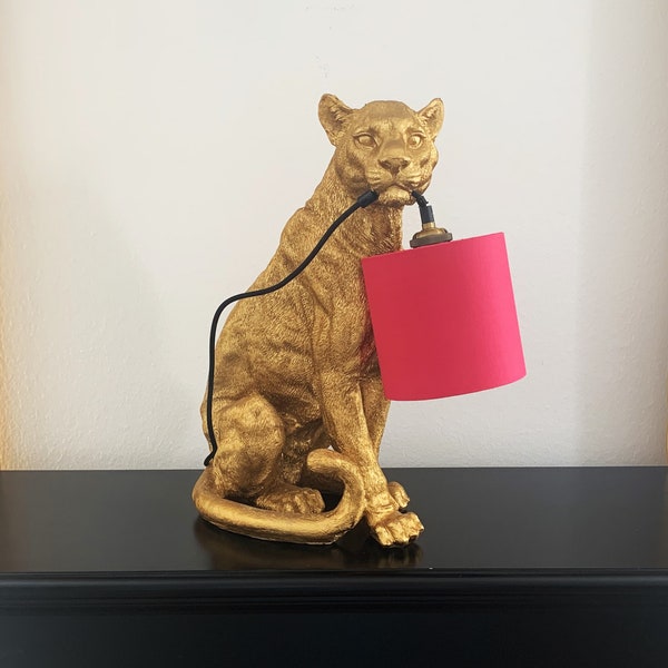 Tischlampe "Leopard" (Hotpink-Kupfer)