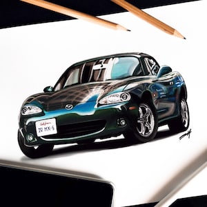Car drawing from photo, Personalized car sketch illustration, Custom car drawing portrait gift for him original artwork