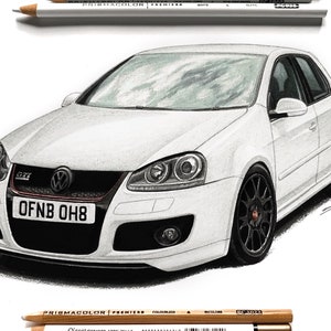 Graphite Car Drawin GraphiteAndShades - Etsy