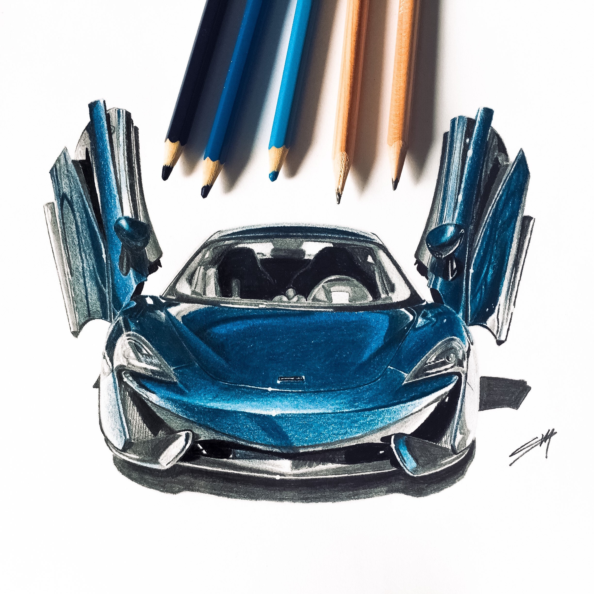 Auto-Zeichnung vom Foto, personalisierte Auto-Skizze-Illustration
