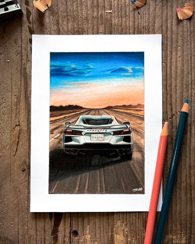 Car drawing from photo, Personalized car sketch illustration, Custom car drawing portrait, Original artwork gift for him image 8