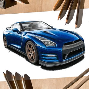 Car drawing commission custom sketch, Custom car artwork drawing from photo, Personalized car portrait illustration, Gift for car lovers