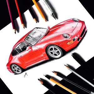 Car drawing commission custom sketch, Custom car artwork drawing from photo, Personalized car portrait illustration, Gift for car lovers