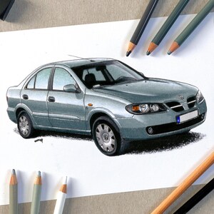 Car drawing commission custom sketch, Custom car artwork drawing from photo, Personalized car portrait illustration, Gift for car lovers