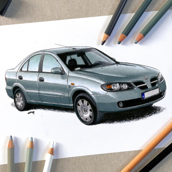 Graphite Car Drawin GraphiteAndShades - Etsy