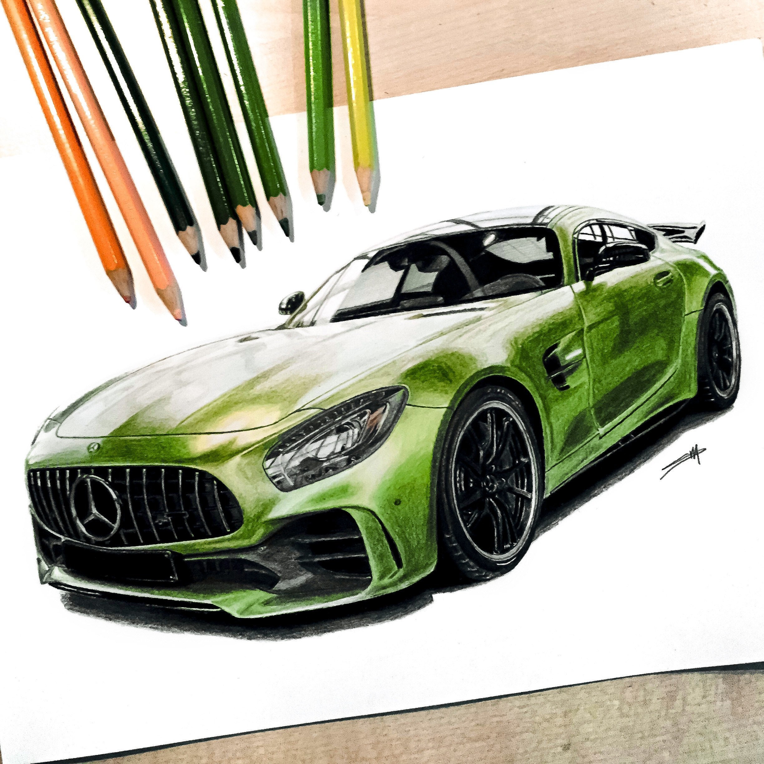 Auto-Zeichnung vom Foto, personalisierte Auto-Skizze-Illustration