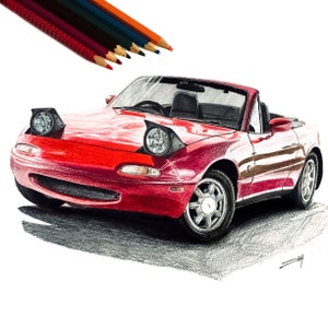 Car drawing commission custom sketch, Custom car artwork drawing from photo, Personalized car portrait illustration, Gift for car lovers