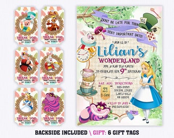 Alice In Wonderland Invitations Etsy