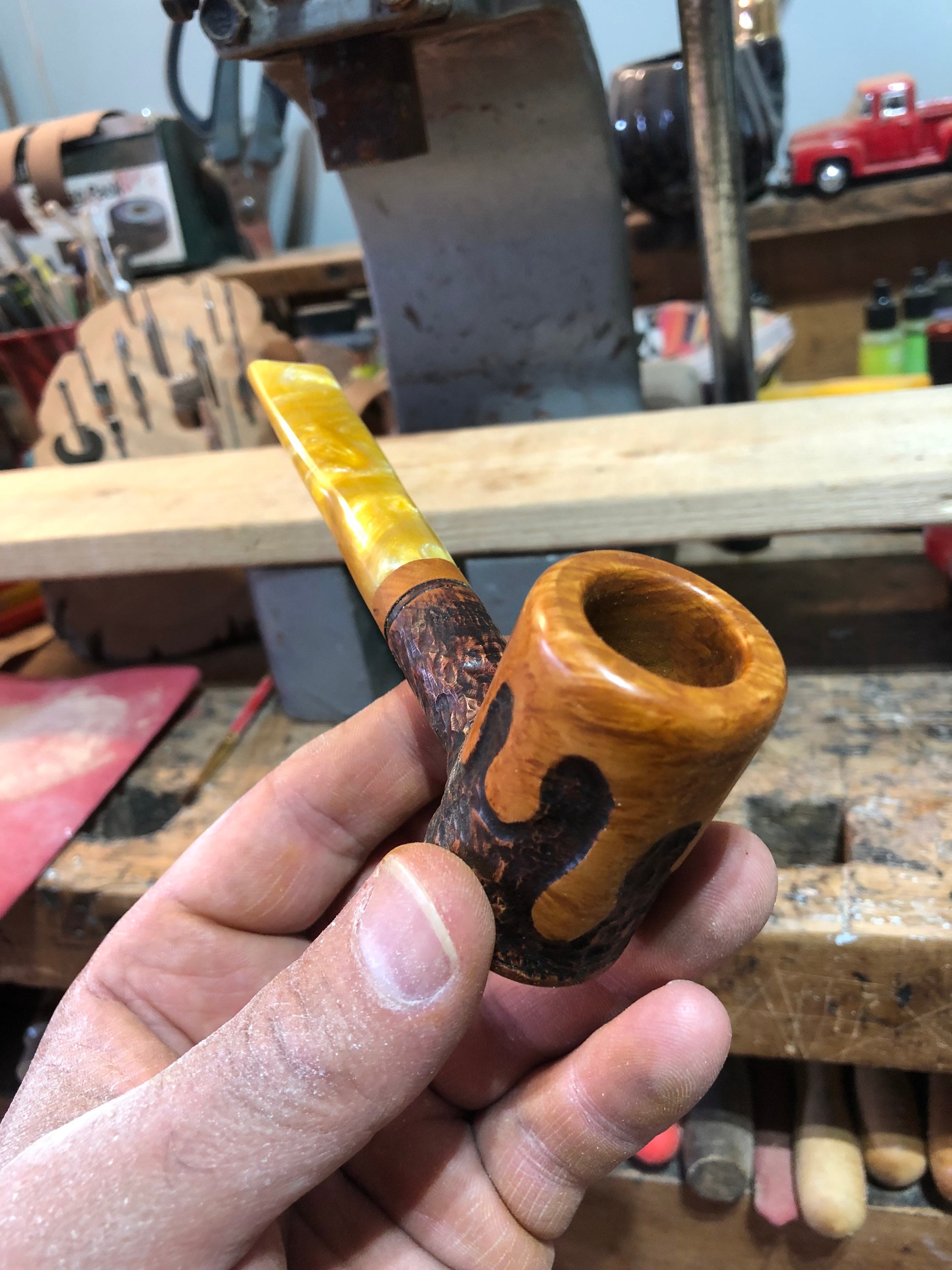 Whitluck's Handmade Tobacco Pipe With Waxed Canvas Pipe Roll With