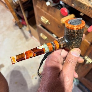 Flyfishing Pipe, Fly Fishing Pipe with buffalo head nickel, Flyfishing, Tobacco Pipe, Briar Pipe, Briar, Pipe, Buffalo Nickel