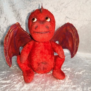 Art Doll Dragon , Red Teddy Dragon, Teddy Dragon, Stuffed Animal, Stuffed Dragon, Artist Teddy Dragon, Fantasy Teddy, Magical  Teddy  Animal