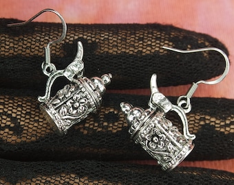 3D Stein Earrings, Oktoberfest German Style Beer Stine Jewelry Charm Drop, Bier Stien Fun Party Drinking Symbol, Gift Ready To Ship