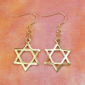 Star of David Earrings, in natural Silver or Gold Plated Waterproof Stainless, Magen David Earrings, Jewish Judaica Ready to Ship