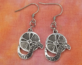 Film Reel Earrings, Hypo Allergenic Stainless ear wires, Movie Lover Filmmaker Videographer, In Gift Box Ready to Ship nb
