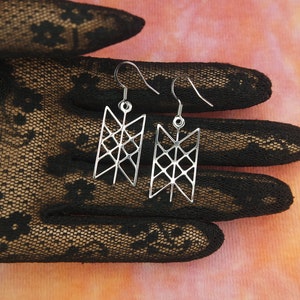 Web of Wyrd Earrings, Hypo Allergenic Stainless, Viking Norse Matrix of Fate Odin Odinist