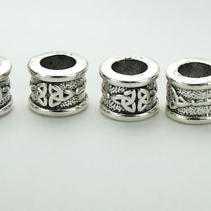 Set of 6 Big Hole Triquetra Beads, 6mm ID hole (+/- they run 6.2mm to 6.4mm ID) x 10.75mm OD x 8mm tall, Celtic Dread Dreadlock Beard Loks