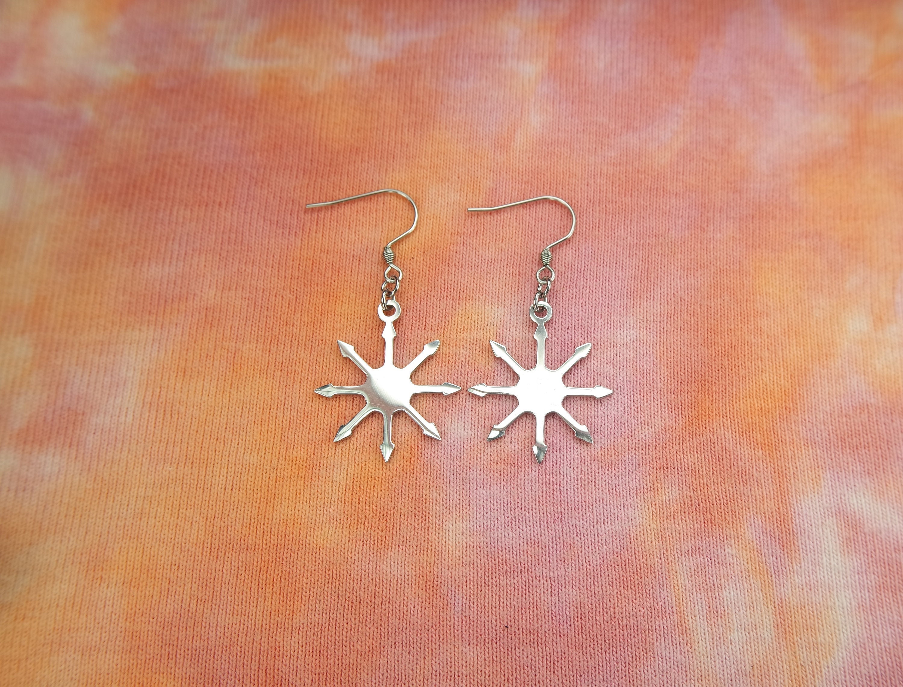 Star of Chaos earrings, Hypo Allergenic Stainless Steel, Chaos Magick Jewelry, Magic Sigil Star of Chaos, Ready to Ship in Gift Box
