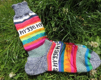 Bunte Socken hygge Gr. 42-43 - gestrickte Socken für knallbunte Männerfüße