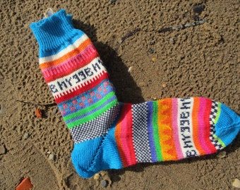 Bunte Socken hygge Gr.44-45 - gestrickte Herrensocken in leuchtend bunten Farben