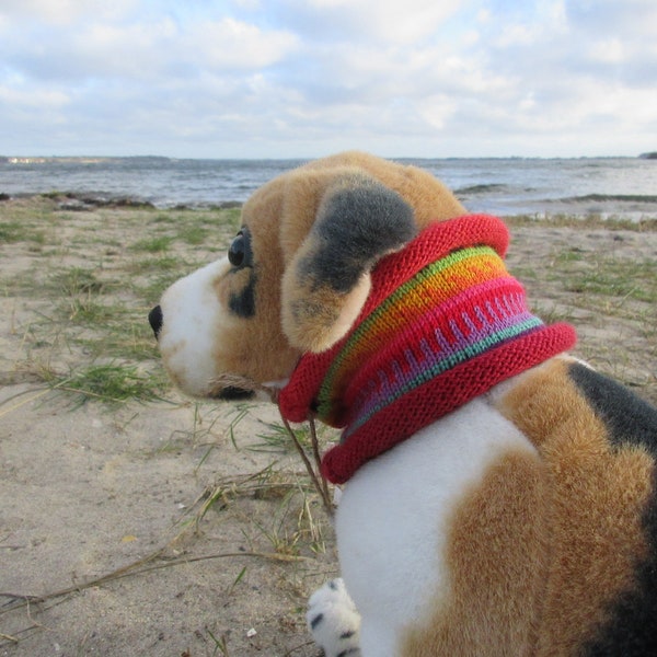 Bunter Hundeloop Greta  S - gestrickter Hundeschal in nordischen Fair Isle Mustern