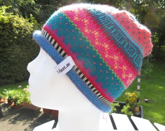 Colorful children's cap 4-8 years - knitted cap in Nordic Fair Isle patterns