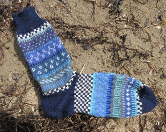 Bunte Socken Gr. 40/41 - gestrickte Socken in nordischen Fair Isle Mustern